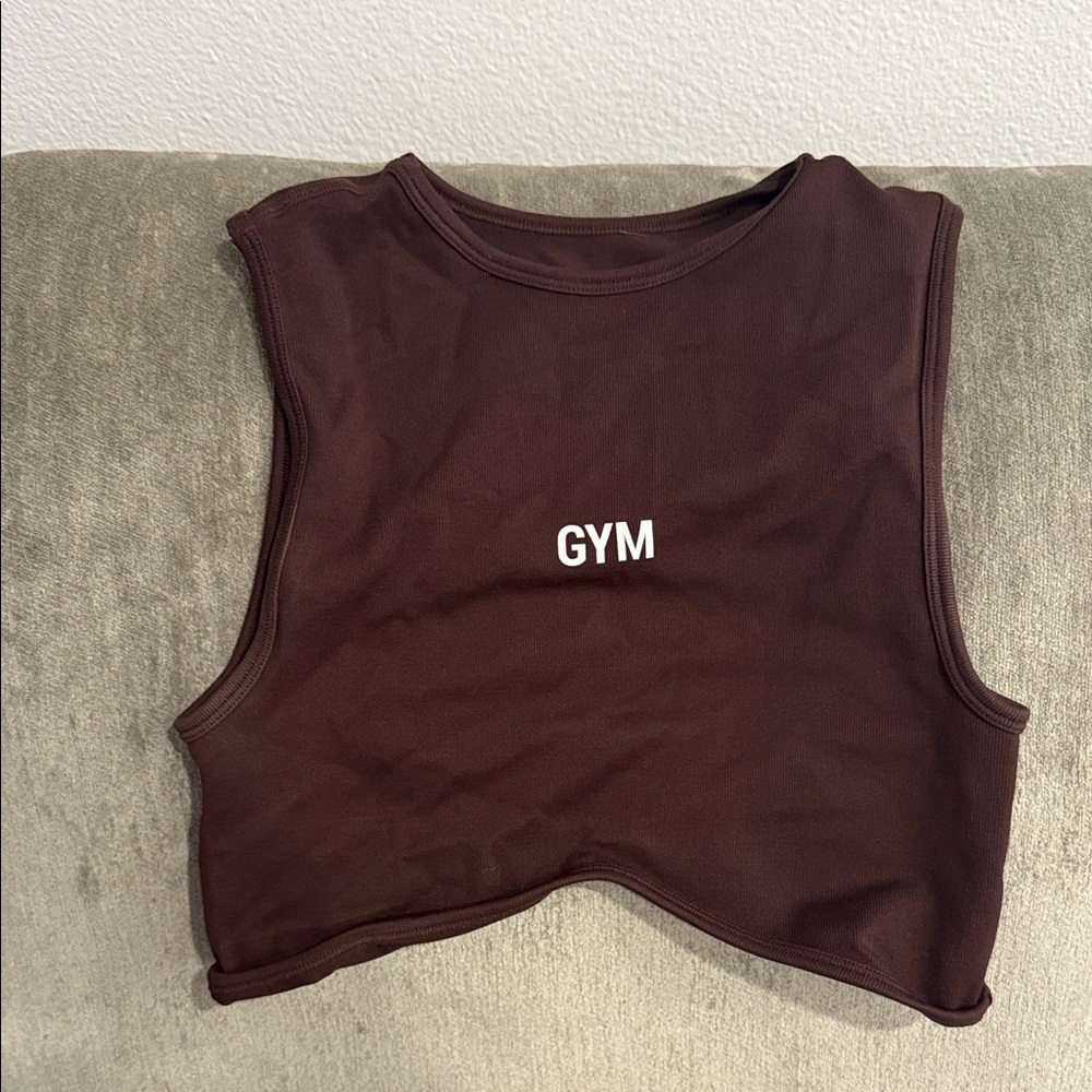 Brown Sleeveless Crop Top